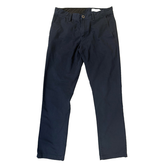 Volcom Pants Mens 31 Navy Blue Chino Casual Straight Leg Stone Logo Pockets - Picture 1 of 7
